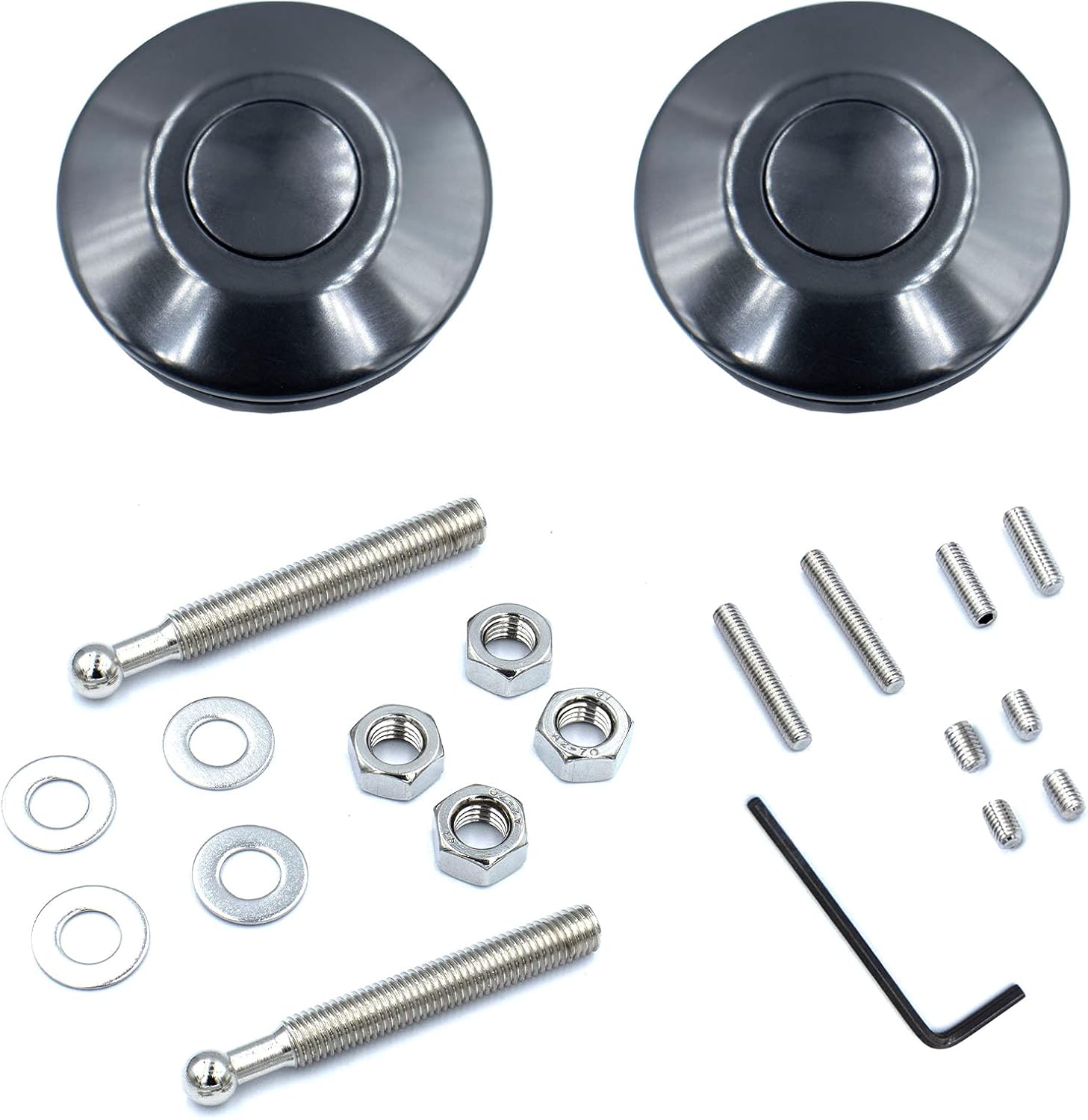 Black Aluminum 2.44 inches Diameter Universal Quick Latch Hood Pins, Quick Release Latch Push Button,Quick Release Hood Cap Pin Lock Clip Kit for Hood Bumper or DIY