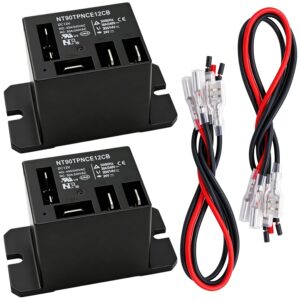 Tnisesm 2PCS Power Relay DC12V Coil, 30A SPDT(1NO 1NC) with Flange Mounting and 10 Quick Connect Terminals Wires Mini Relay NT90-DC12V-10X Tnisesm 2PCS Power Relay DC12V Coil, 30A SPDT(1NO 1NC) with Flange Mounting and 10 Quick Connect Terminals Wires Mini Relay NT90-DC12V-10X