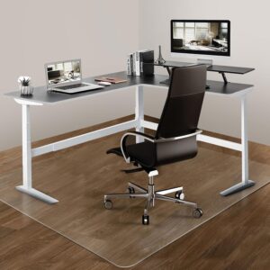 Office Chair Mat for Hardwood Floor: 63″x 51″ Extra Large Floor Mat for Rolling Chair and Computer Desk, Clear Chair Mat Heavy Duty Plastic Protector for L Desk, Home, Gaming Easy Glide Office Chair Mat for Hardwood Floor: 63″x 51″ Extra Large Floor Mat for Rolling Chair and Computer Desk, Clear Chair Mat Heavy Duty Plastic Protector for L Desk, Home, Gaming Easy Glide