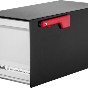 Architectural Mailboxes MailMax Post Mount Mailbox, Black, Large | Modern galvanized steel and aluminum build with rust-resistant powder-coat finish and a magnetic door closure. USPS approved. Architectural Mailboxes MailMax Post Mount Mailbox, Black, Large | Modern galvanized steel and aluminum build with rust-resistant powder-coat finish and a magnetic door closure. USPS approved.