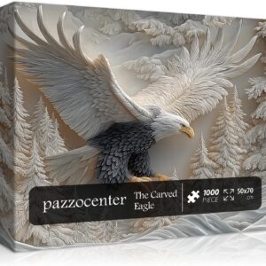 The Carved Eagle Jigsaw Puzzle 1000 Pieces, Majestic Bald Eagle Bird Puzzles for Adults,White Forest Art Nature Puzzle Animal, Unique Challenging Impossible Hard Puzzles The Carved Eagle Jigsaw Puzzle 1000 Pieces, Majestic Bald Eagle Bird Puzzles for Adults,White Forest Art Nature Puzzle Animal, Unique Challenging Impossible Hard Puzzles