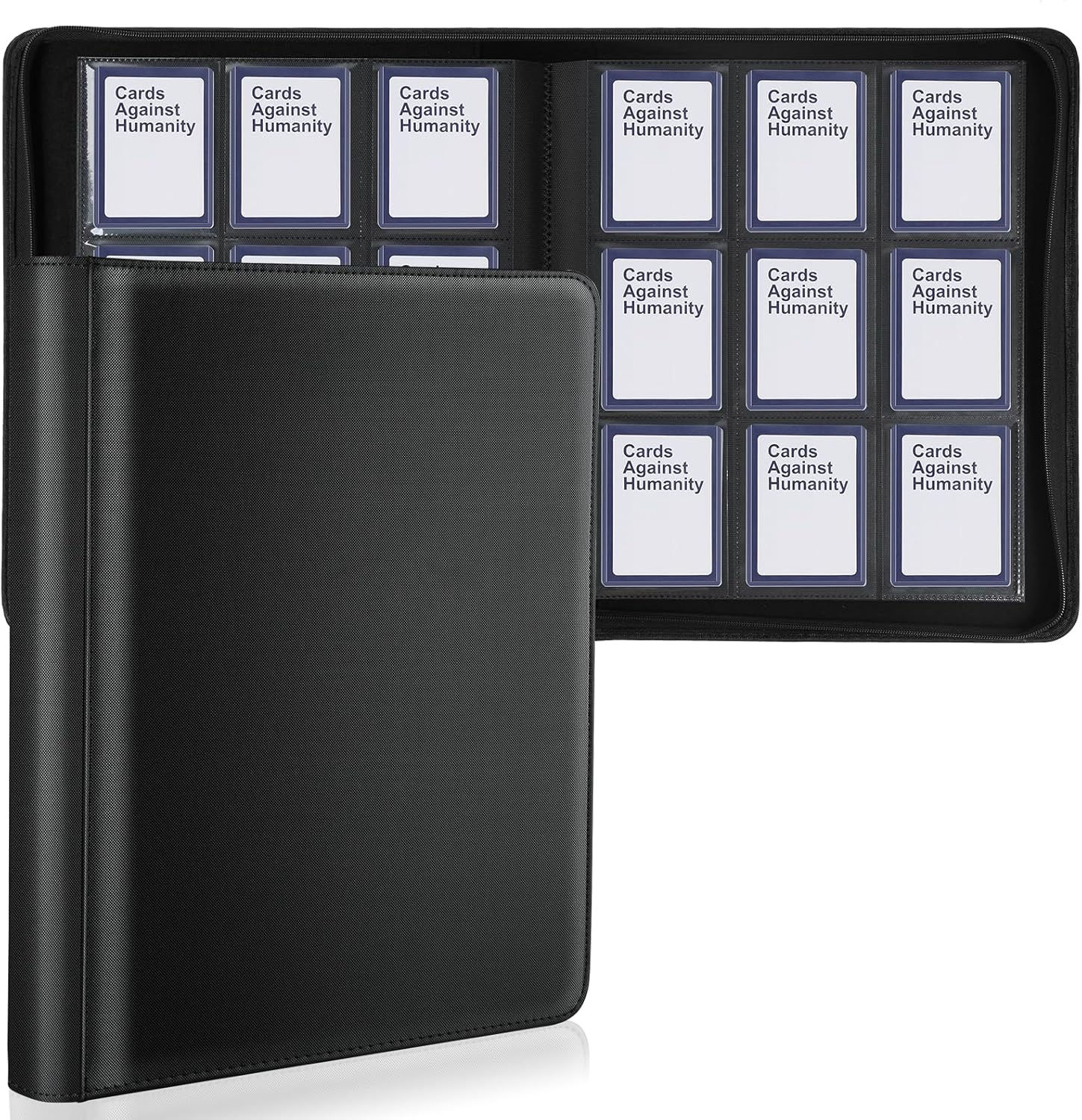 Toploader Binder, Holds 324 Toploaders, 9 Pocket Top Loader Binders with Sleeves for 3 x 4'' Toploaders, Double-Sided Pocket Top Loader Storage Binder, Trading Card Binder - Diamond Black