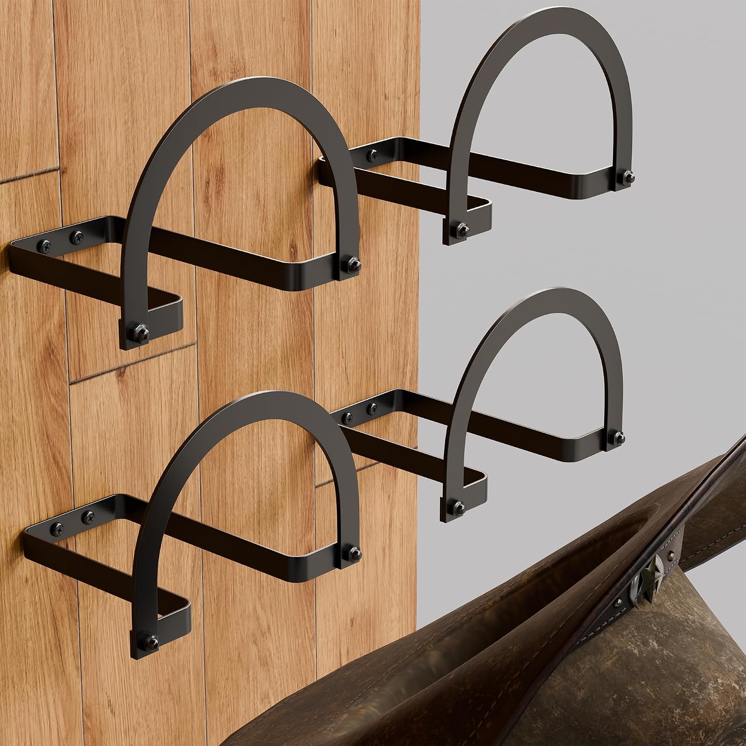 4 Pack Cowboy Hat Hooks, Wall Mount Hat Rack Holder for Western Decor Display.