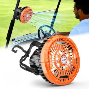 36 Hrs Long Runtime Golf Cart Fan 7-Inch Large Battery Powered Golf Fan w/3 Speeds & LED Bright Light, Remote Control, w/Hang Hook, Can Charge Your Phone, Stay Firmly, 1 PC 36 Hrs Long Runtime Golf Cart Fan 7-Inch Large Battery Powered Golf Fan w/3 Speeds & LED Bright Light, Remote Control, w/Hang Hook, Can Charge Your Phone, Stay Firmly, 1 PC