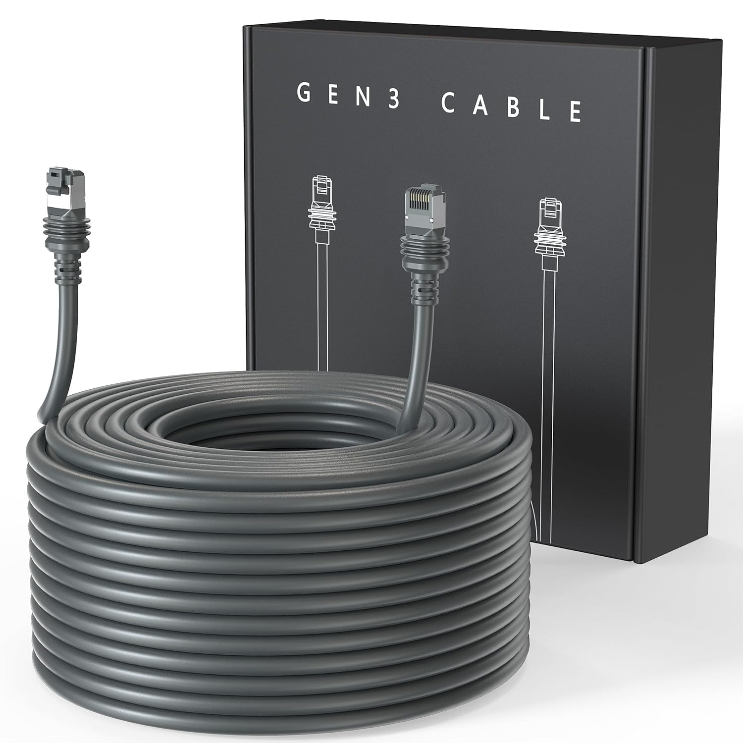 LUCMO 100FT/ 30M Cable for Starlink, Compatible with Starlink Standard Gen 3/ Standard 4/ 4X/ V4, Replacement Extension Cable Waterproof Satellite (100FT), Grey