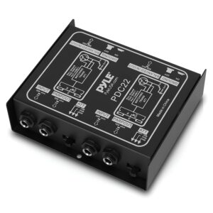 PYLE-PRO Premium Direct Injection Audio Box – Passive DI Unit Hum Eliminator w/ Input Attenuator to Connect Guitar & Bass – 1/4 Inch Impedance Transformer Connector to Balanced & Unbalanced XLR-PDC22 , Black PYLE-PRO Premium Direct Injection Audio Box – Passive DI Unit Hum Eliminator w/ Input Attenuator to Connect Guitar & Bass – 1/4 Inch Impedance Transformer Connector to Balanced & Unbalanced XLR-PDC22 , Black