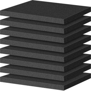 ToLanbbt Polyurethane Foam Sheets, 8P 16 x 12 x 1 Inch Cuttable Tool Box Case Foam Inserts Paddings, Black Cushion Packing Pads for Case Toolbox Game Box Craft Camera Storage