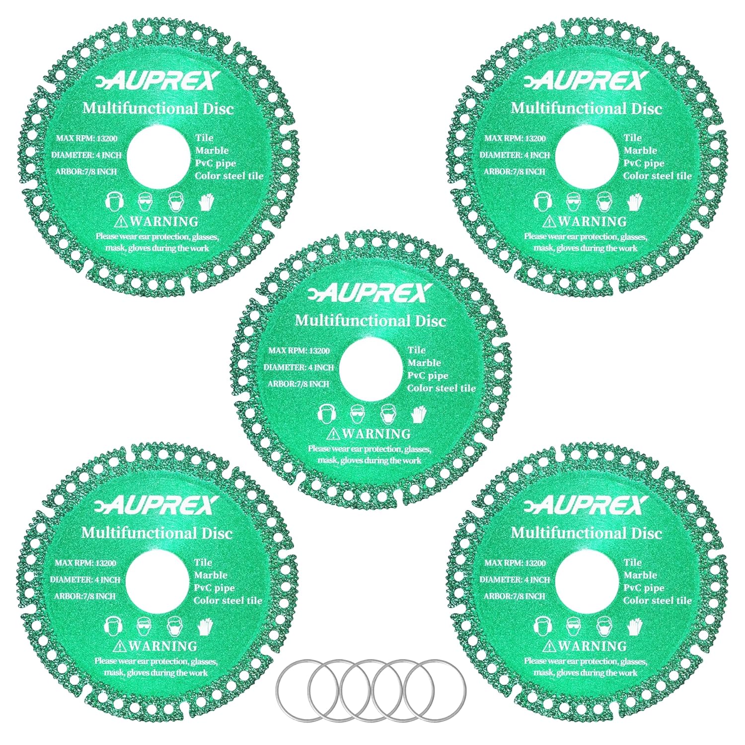 5 Pack 4 Inch Indestructible Disc for Grinder, 7/8" Arbor Angle Grinder Diamond Cutting Disc, Cut Everything in Seconds, Multifunctional Cutting Blade for Various Materials-Green