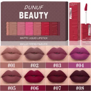 8pcs/set Matte Velvet Lip Gloss Lipstick Lip Stain Waterproof Non-transfer Highly Pigmented Nude Red Y2K Sexy Daily&Party Makeup 8pcs/set Matte Velvet Lip Gloss Lipstick Lip Stain Waterproof Non-transfer Highly Pigmented Nude Red Y2K Sexy Daily&Party Makeup
